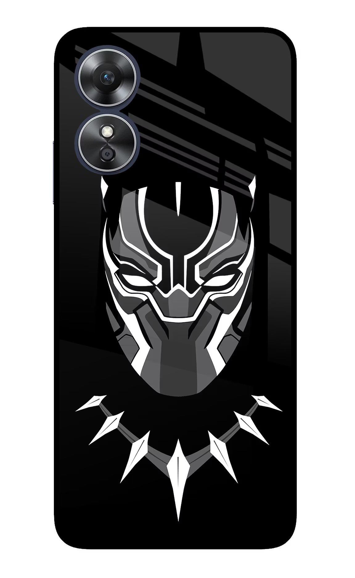 Black Panther Oppo A17 Glass Case Back Cover by Casekaro