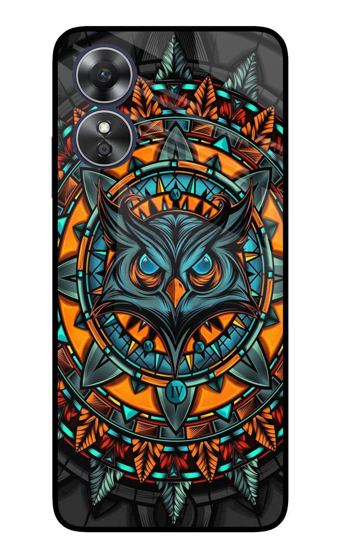 Angry Owl Art Oppo A17 Glass Case Back Cover by Casekaro