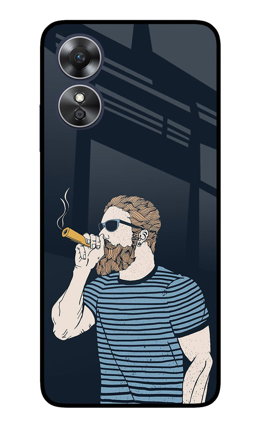 Smoking Oppo A17 Glass Case