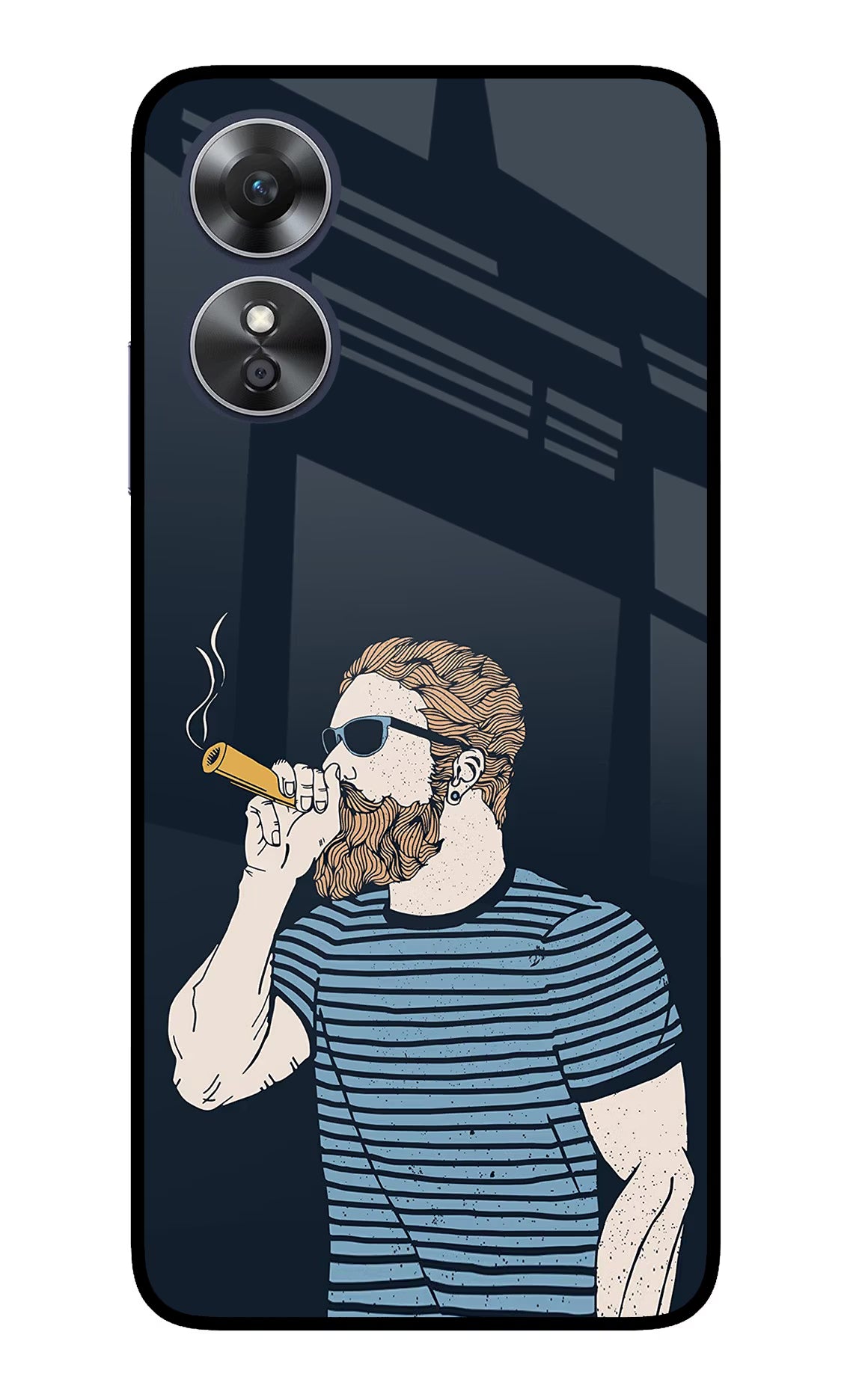 Smoking Oppo A17 Glass Case Back Cover by Casekaro