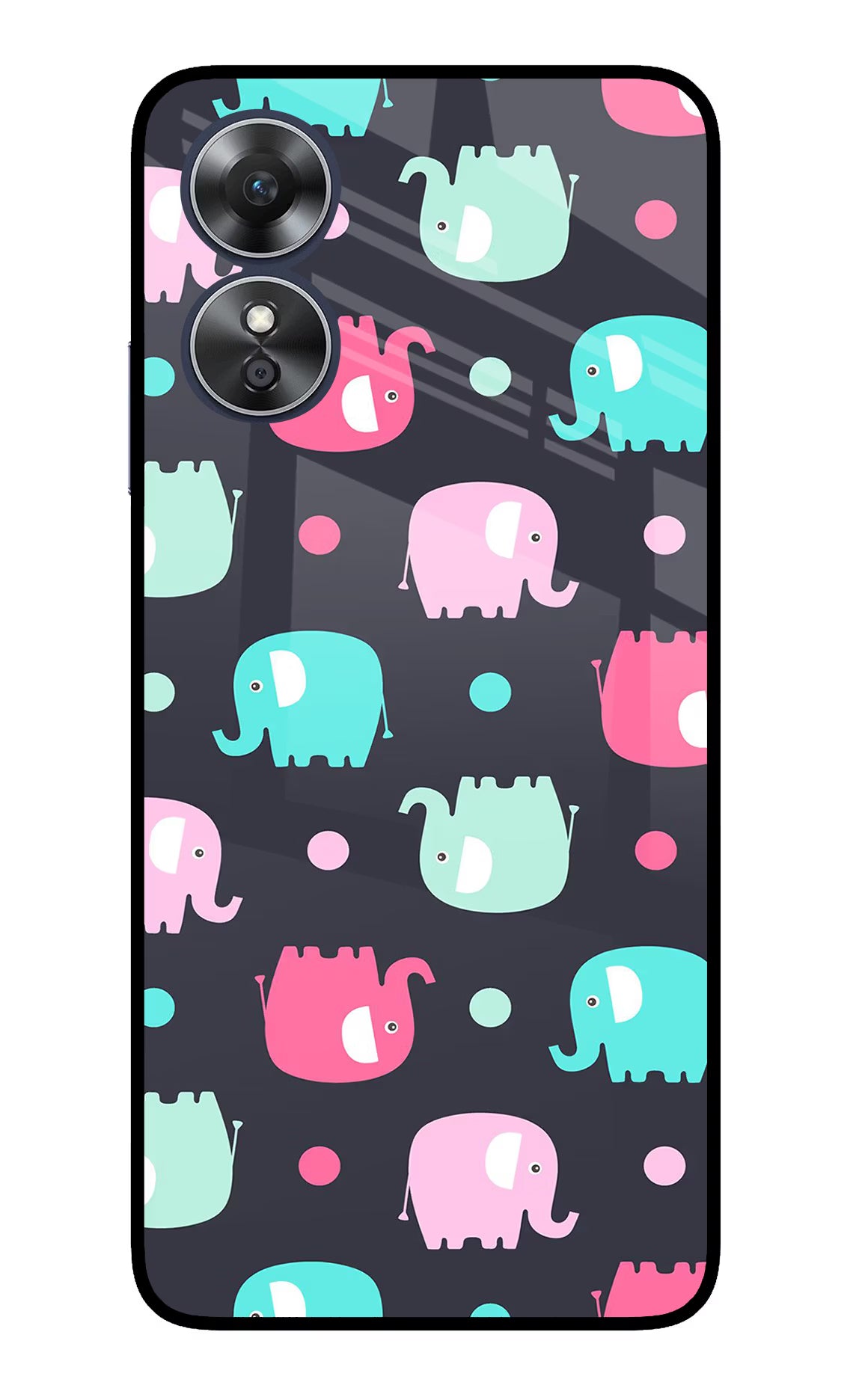Elephants Oppo A17 Glass Case Back Cover by Casekaro
