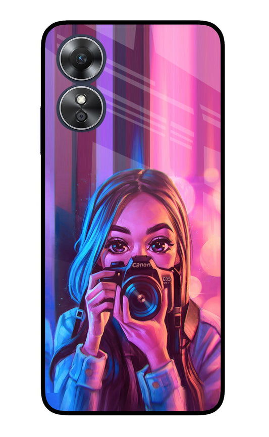 Girl Photographer Oppo A17 Glass Case