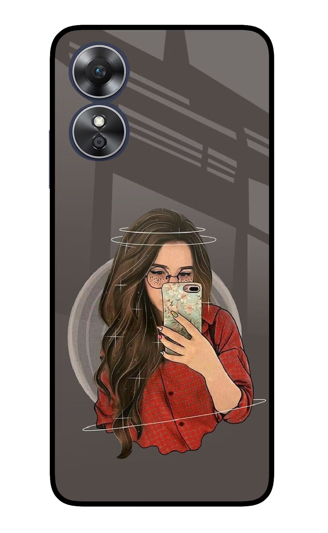 Selfie Queen Oppo A17 Glass Case Back Cover by Casekaro