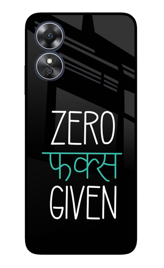 Zero Fucks Given Oppo A17 Glass Case