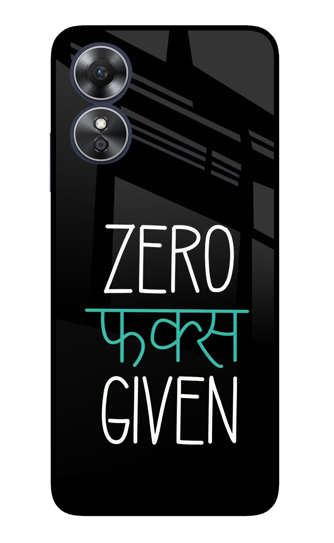 Zero Fucks Given Oppo A17 Glass Case Back Cover by Casekaro