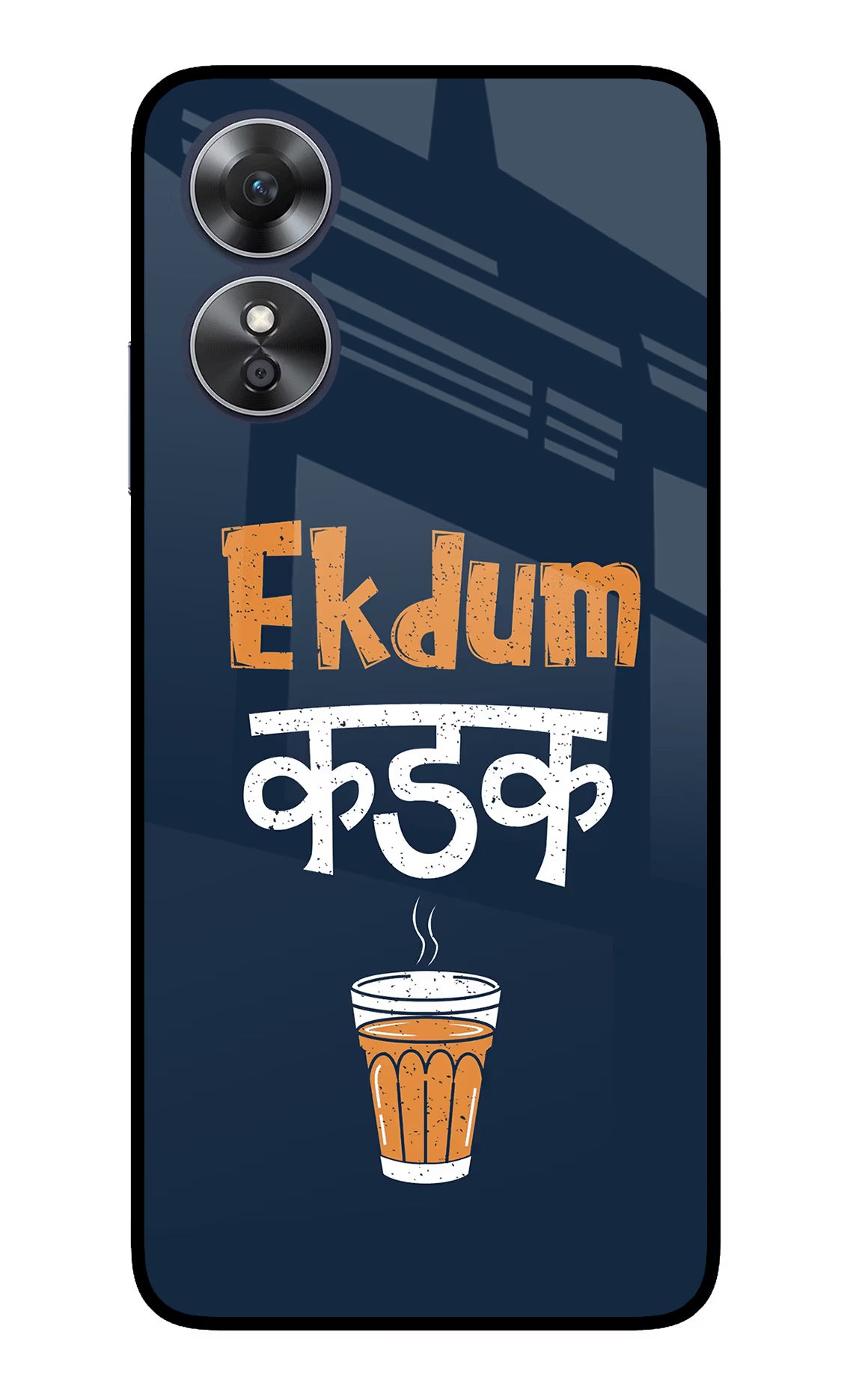 Ekdum Kadak Chai Oppo A17 Glass Case Back Cover by Casekaro