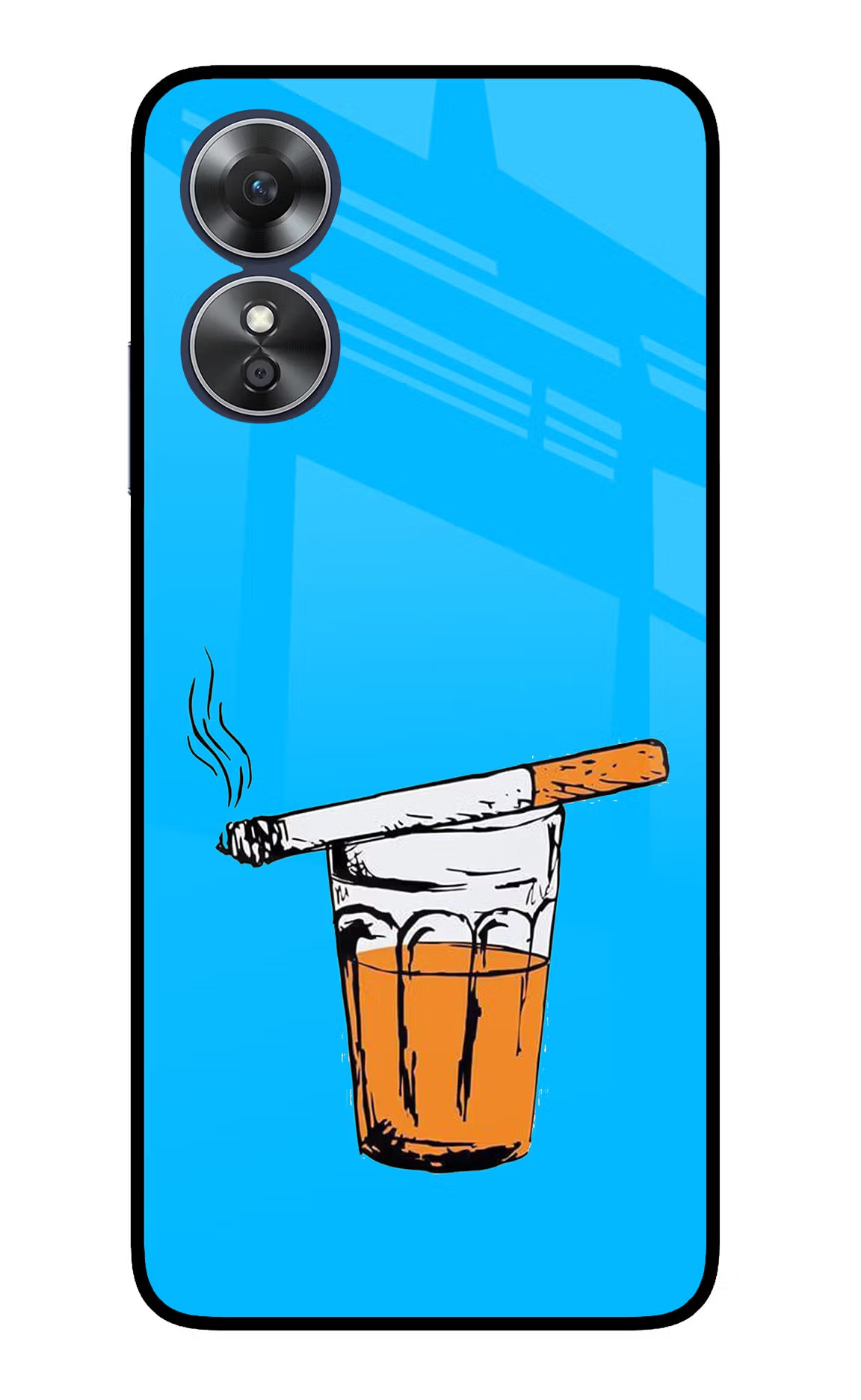 Chai Sutta Oppo A17 Glass Case Back Cover by Casekaro