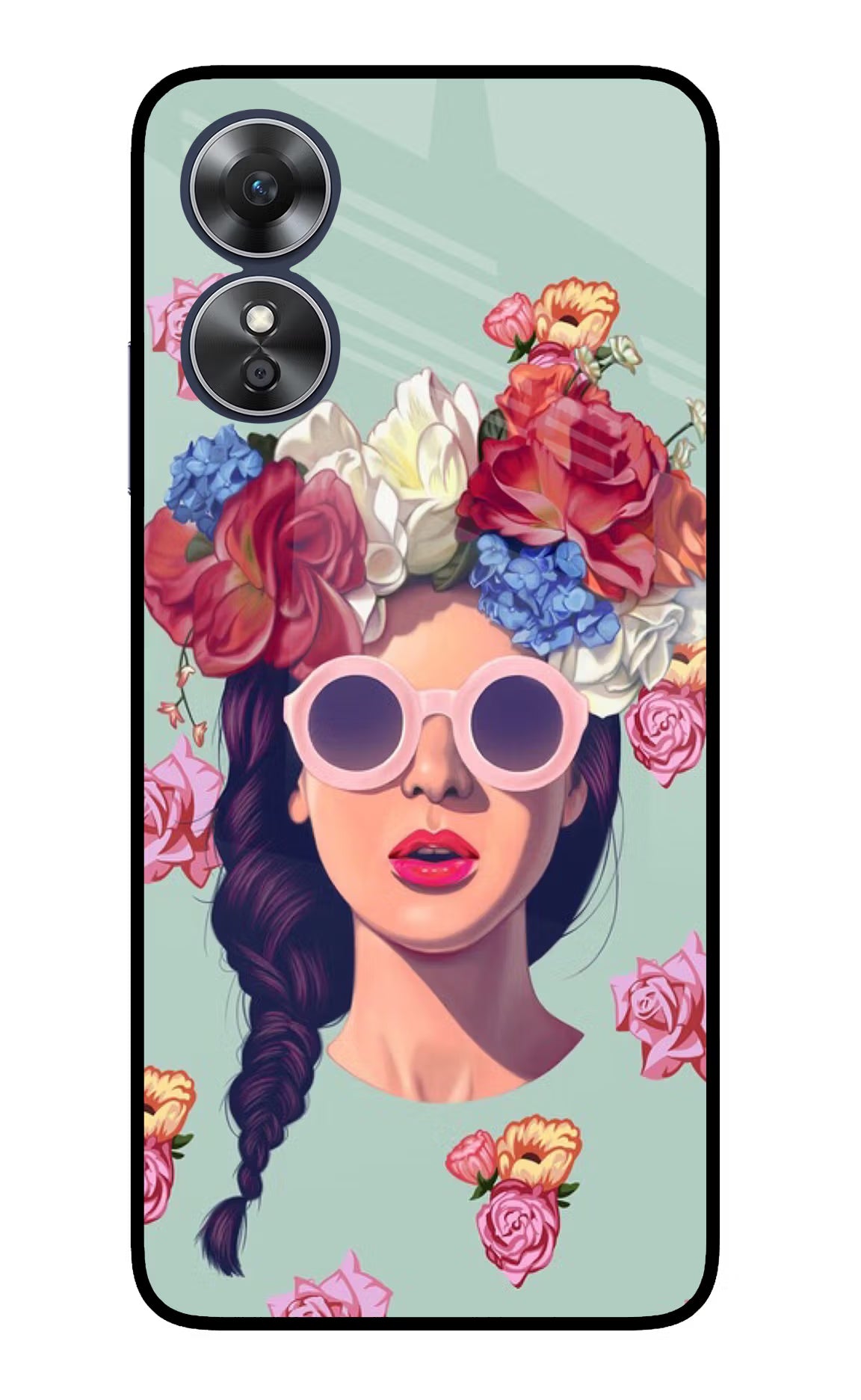 Pretty Girl Oppo A17 Glass Case Back Cover by Casekaro