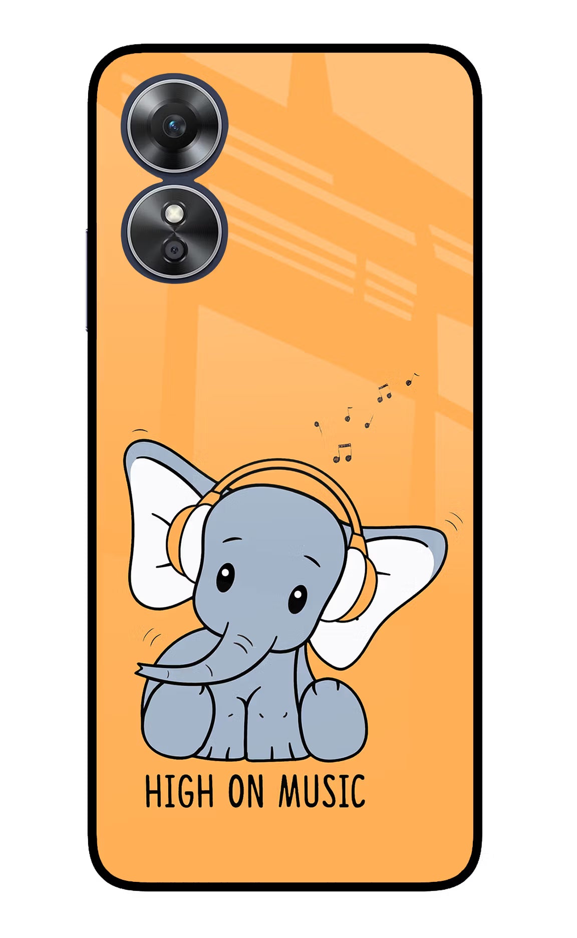 High On Music Oppo A17 Glass Case Back Cover by Casekaro