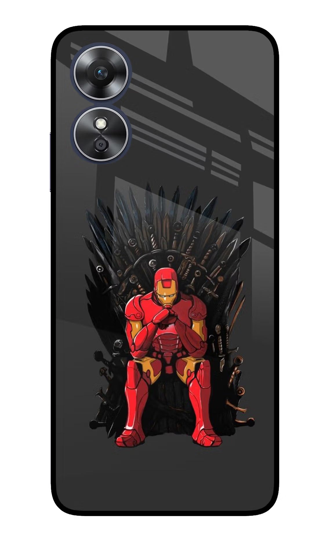 Ironman Throne Oppo A17 Glass Case Back Cover by Casekaro