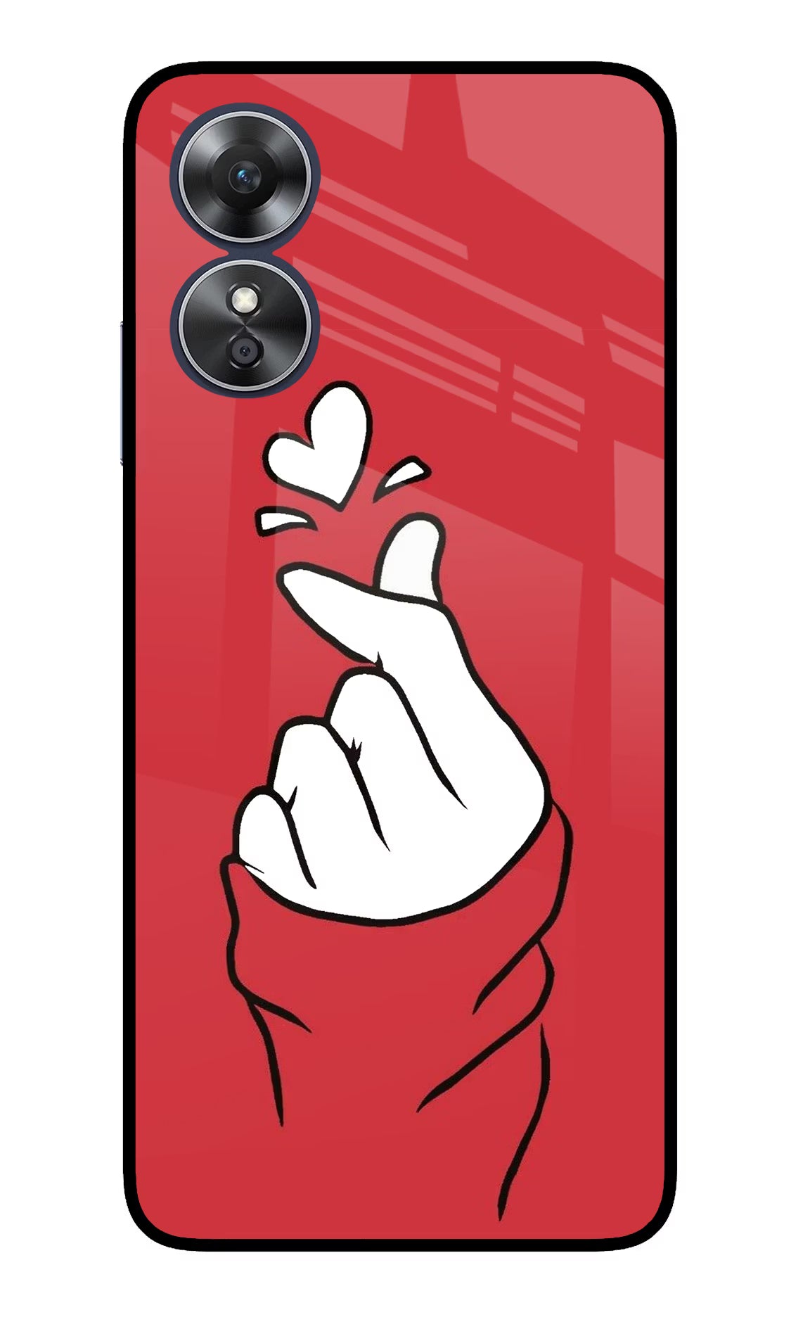 Korean Love Sign Oppo A17 Glass Case Back Cover by Casekaro