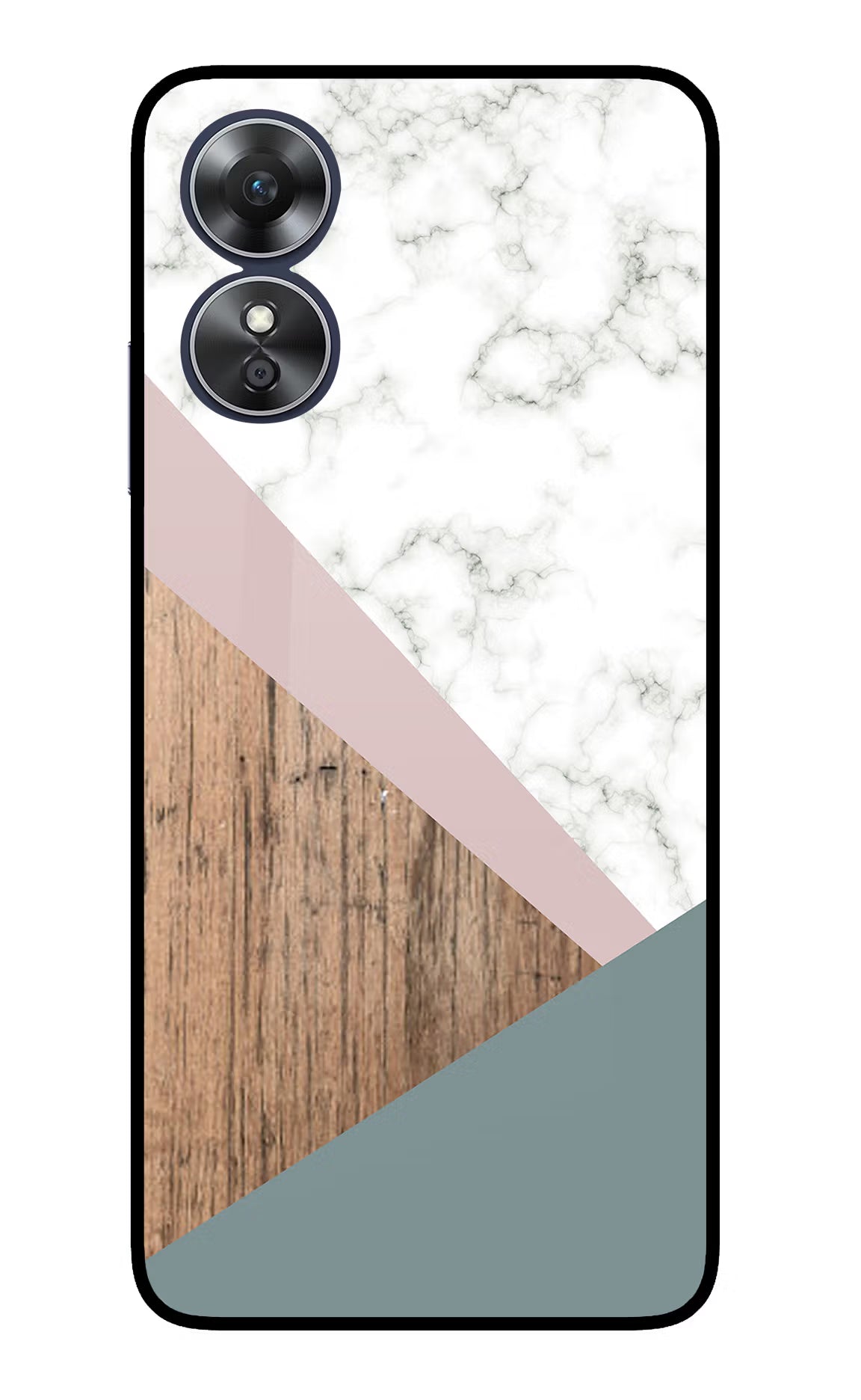 Marble wood Abstract Oppo A17 Glass Case Back Cover by Casekaro