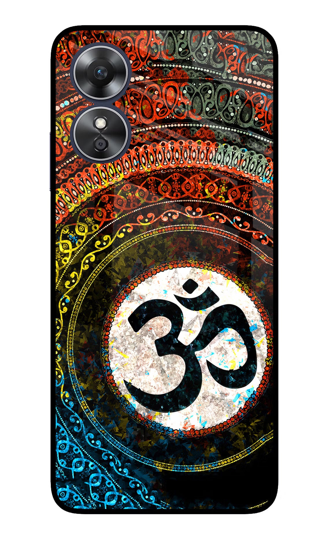 Om Cultural Oppo A17 Glass Case Back Cover by Casekaro