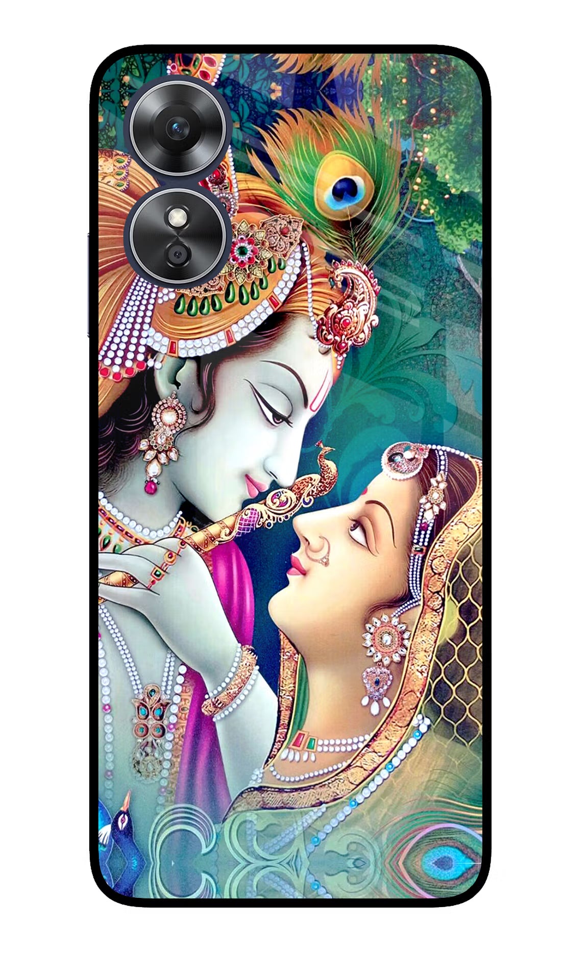 Lord Radha Krishna Oppo A17 Glass Case Back Cover by Casekaro