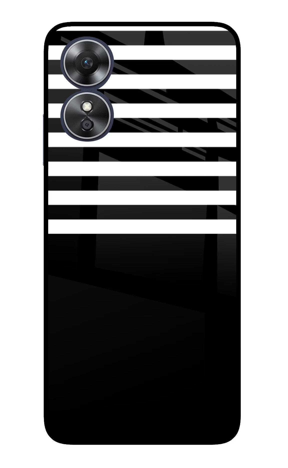 Black and White Print Oppo A17 Glass Case Back Cover by Casekaro
