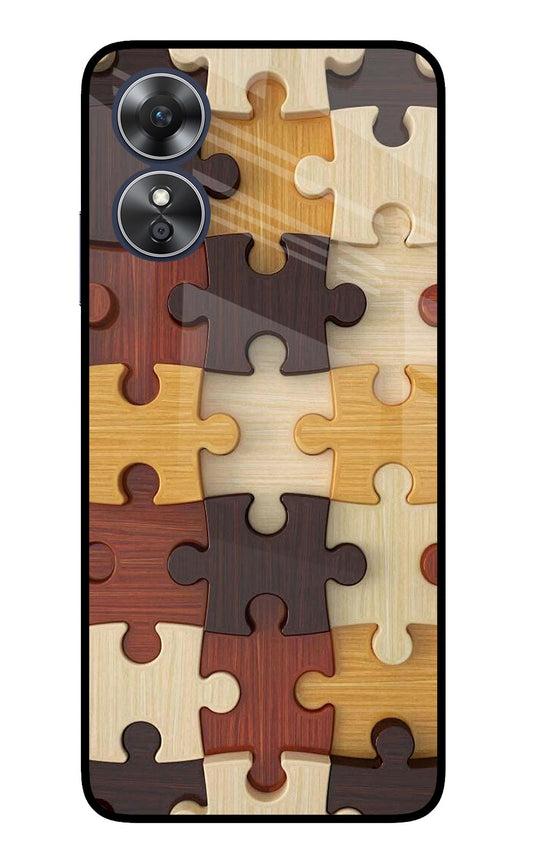 Wooden Puzzle Oppo A17 Glass Case