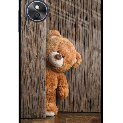 Teddy Wooden Oppo A17 Glass Case Back Cover by Casekaro