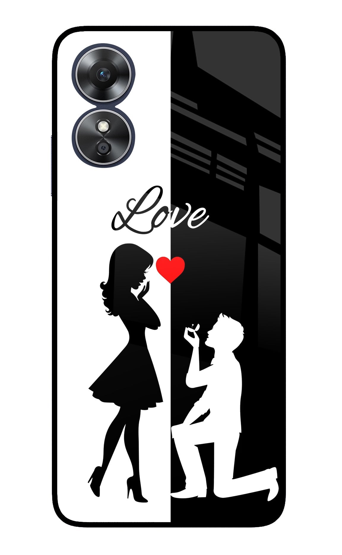 Love Propose Black And White Oppo A17 Back Cover