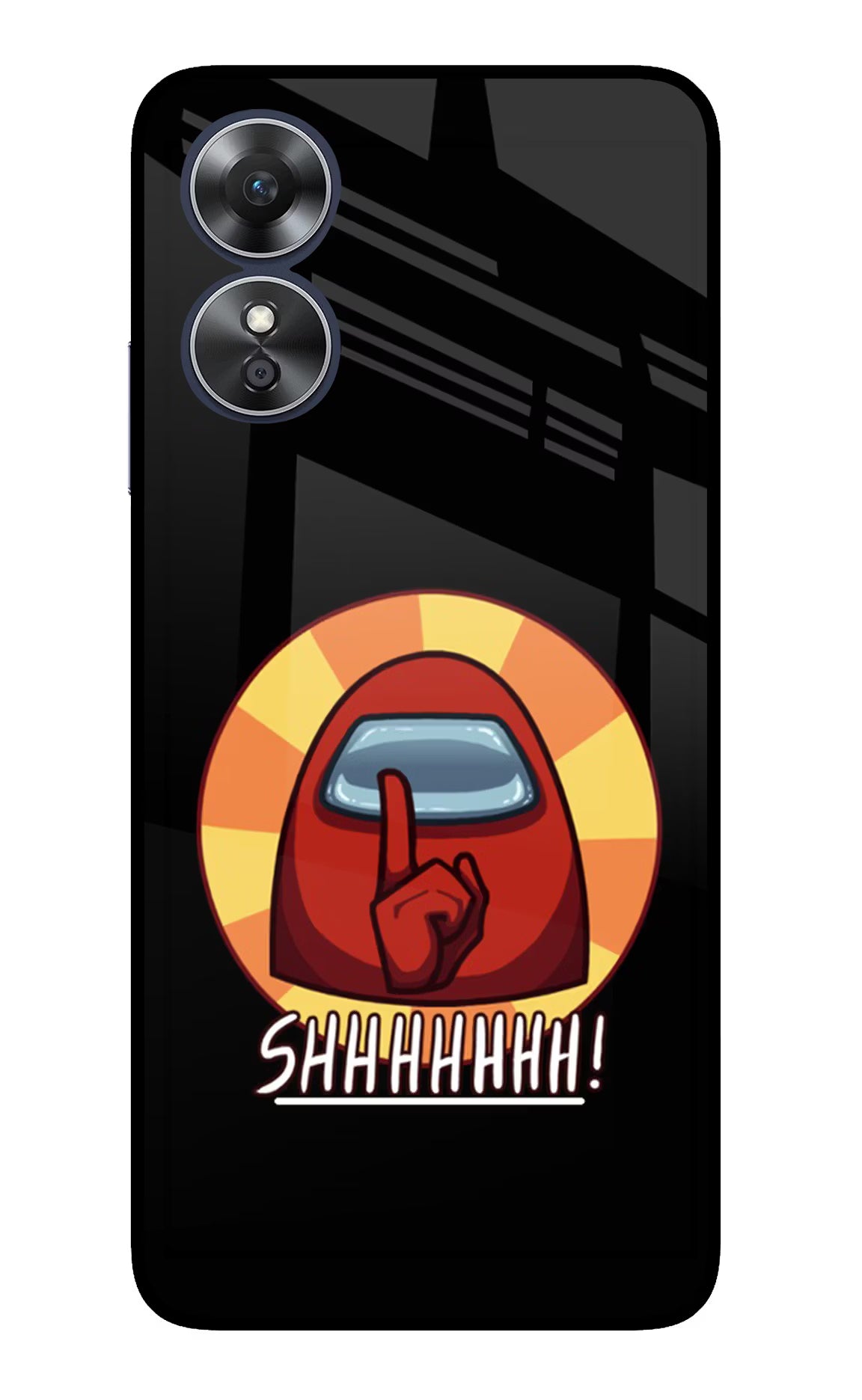 Among Us Shhh! Oppo A17 Glass Case Back Cover by Casekaro