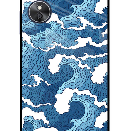 Blue Waves Oppo A17 Glass Case Back Cover by Casekaro