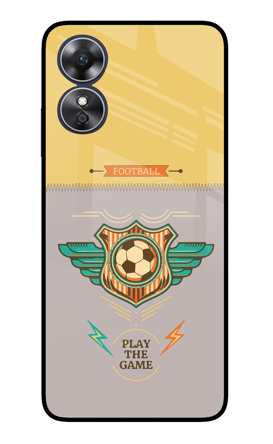 Football Oppo A17 Glass Case Back Cover by Casekaro