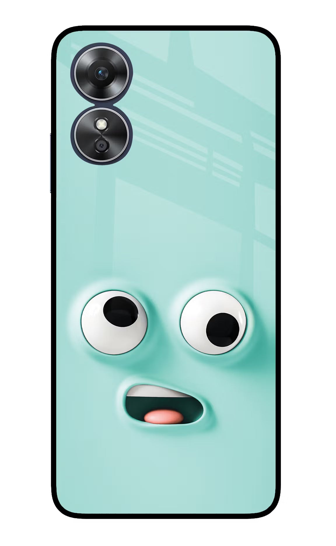 Funny Cartoon Oppo A17 Glass Case Back Cover by Casekaro