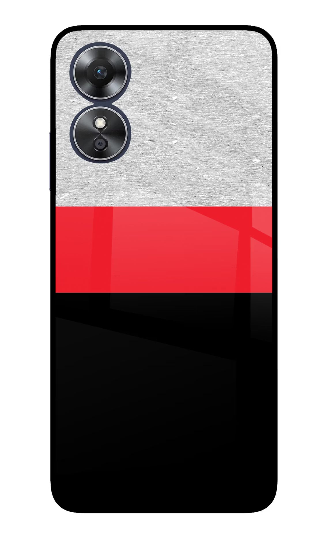 Tri Color Pattern Oppo A17 Glass Case Back Cover by Casekaro