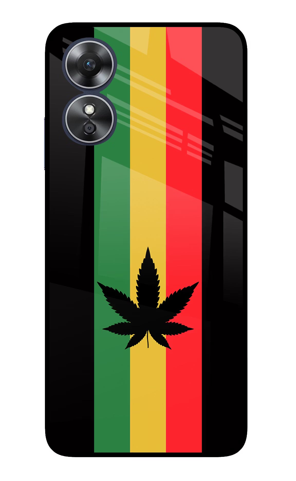 Weed Flag Oppo A17 Glass Case Back Cover by Casekaro