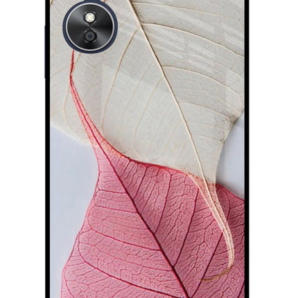 White Pink Leaf Oppo A17 Glass Case Back Cover by Casekaro