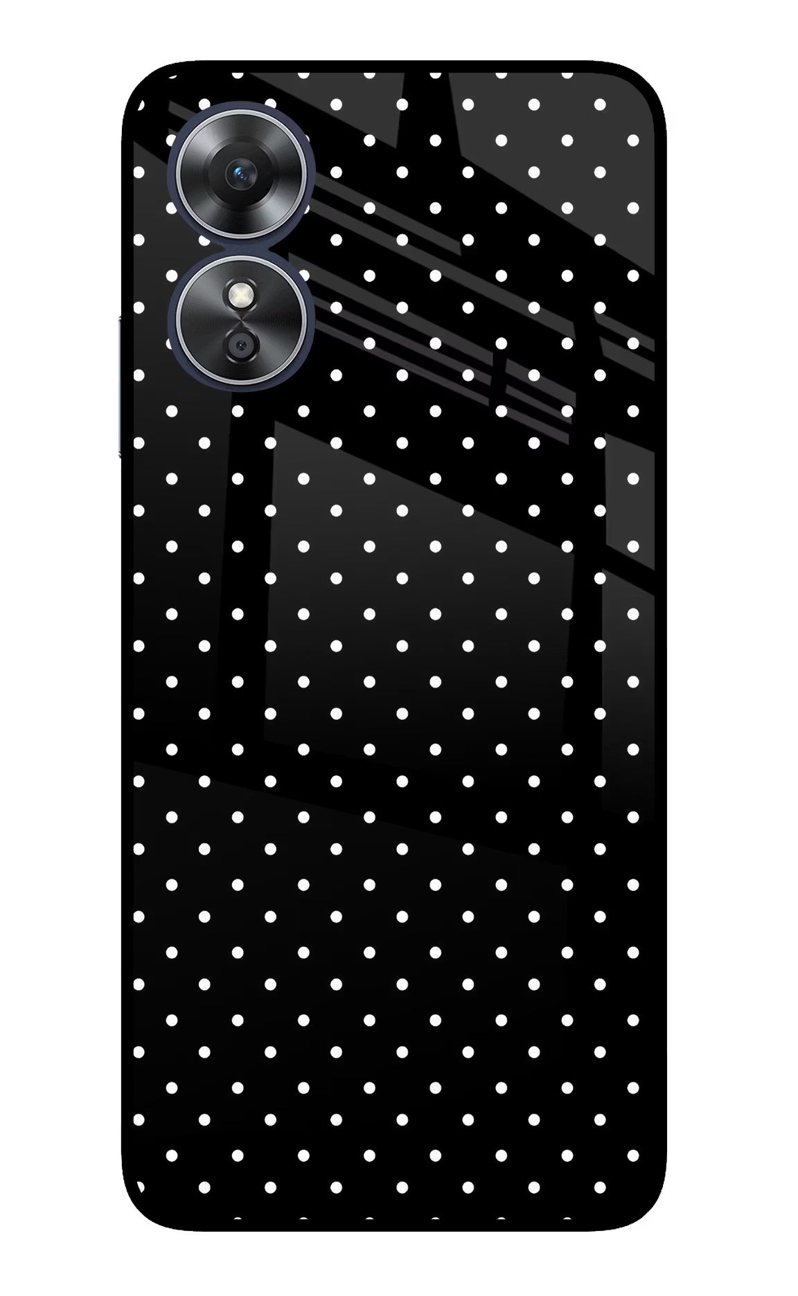White Dots Oppo A17 Glass Case Back Cover by Casekaro