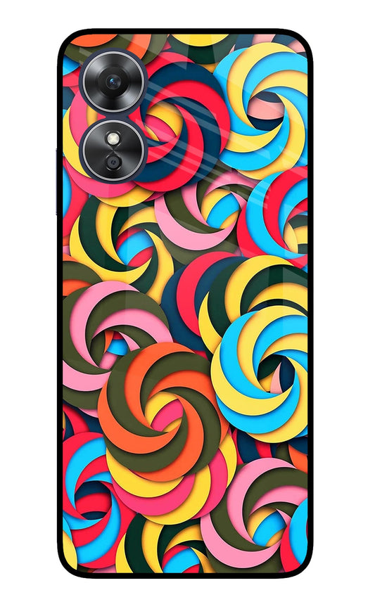 Spiral Pattern Oppo A17 Glass Case