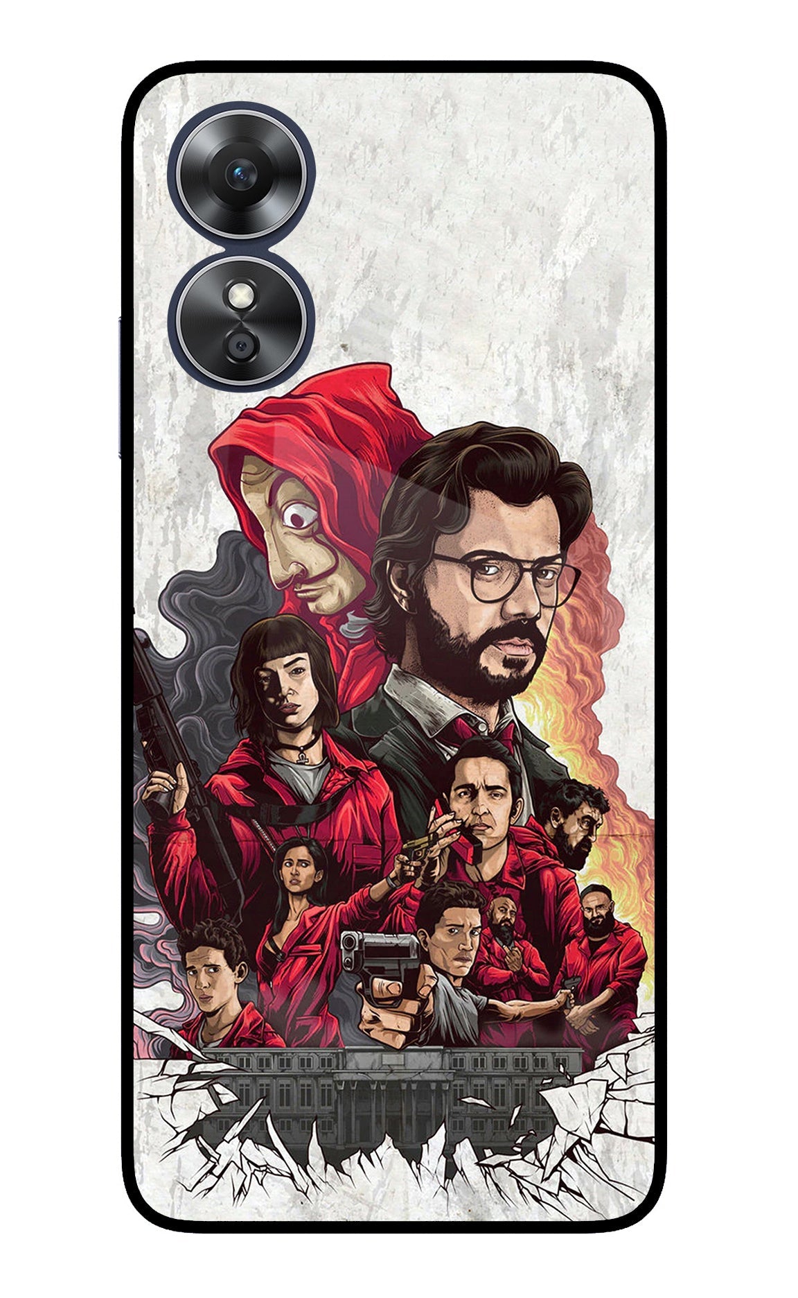 Money Heist Artwork Oppo A17 Glass Case