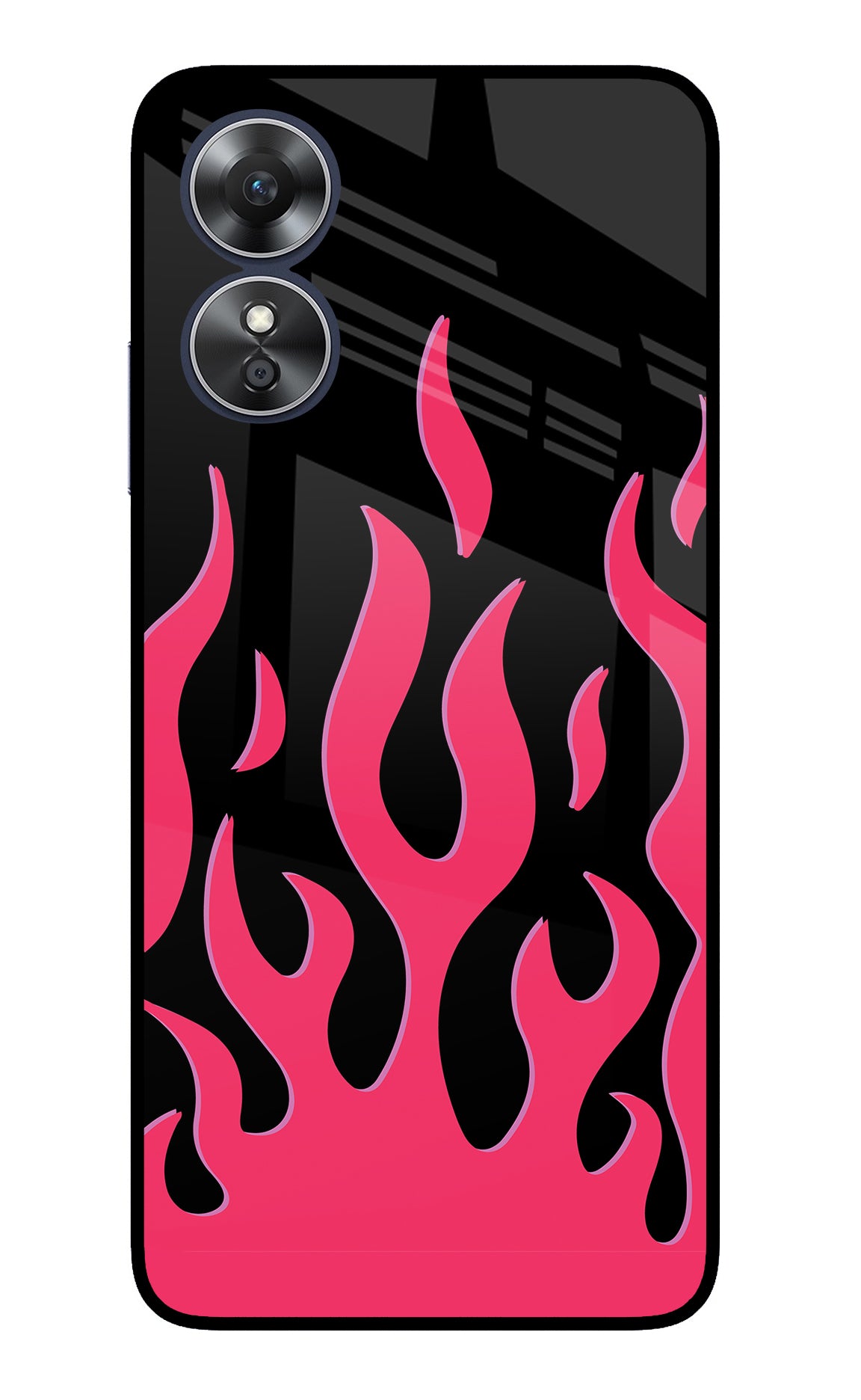 Fire Flames Oppo A17 Glass Case