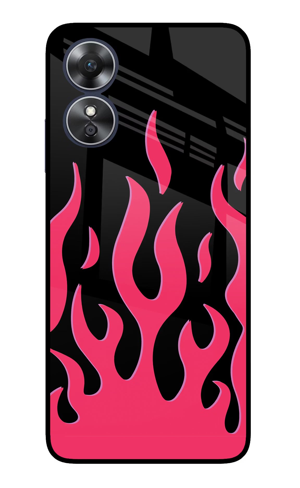 Fire Flames Oppo A17 Glass Case Back Cover by Casekaro