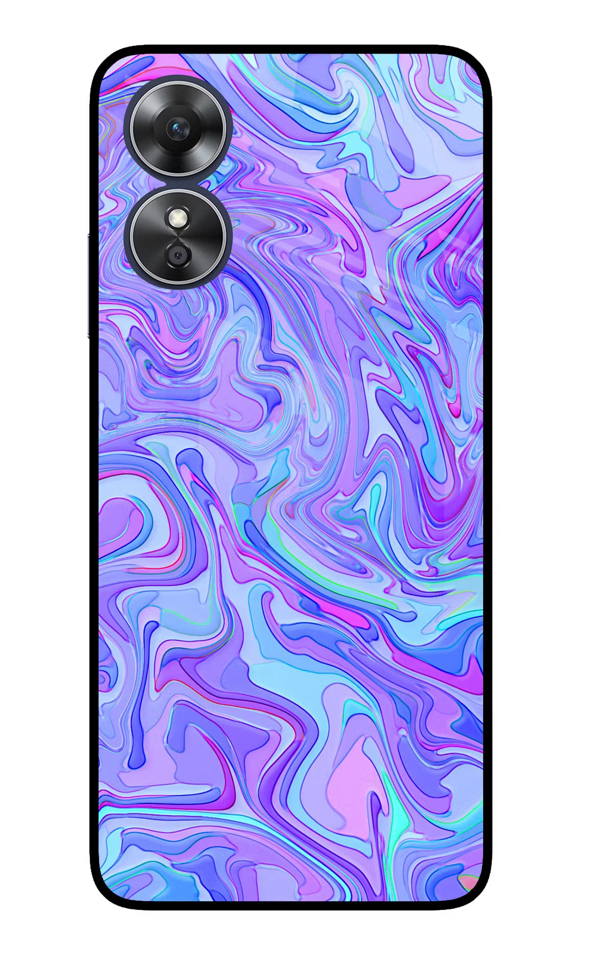 Glitter Oppo A17 Glass Case Back Cover by Casekaro