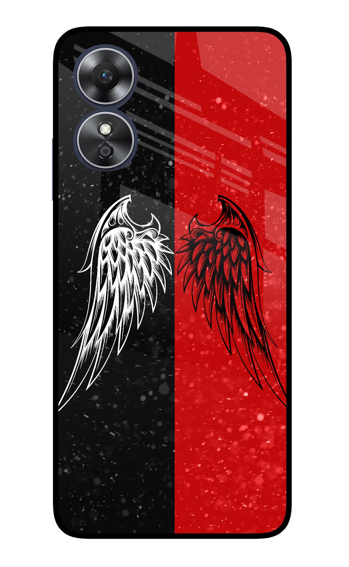Wings Oppo A17 Glass Case Back Cover by Casekaro