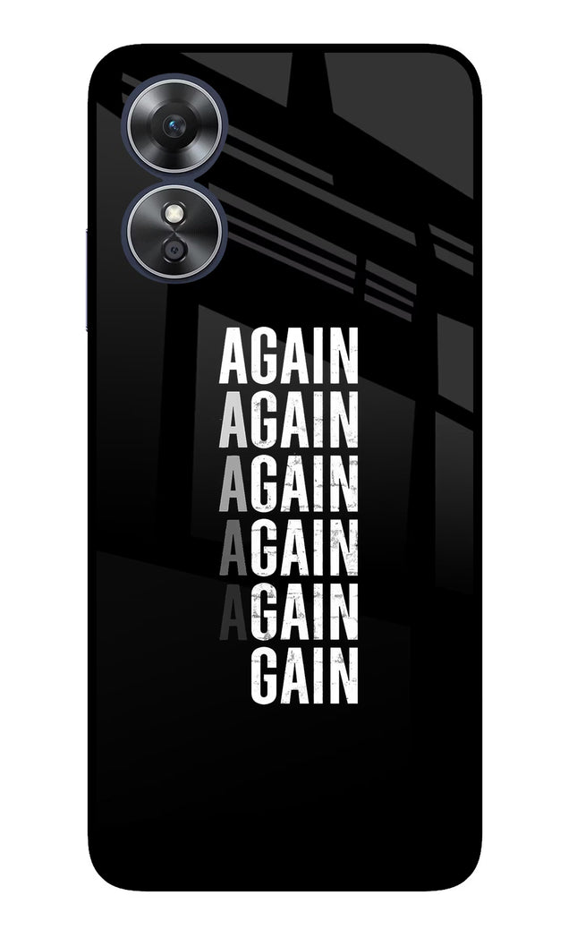 Again Again Gain Oppo A17 Glass Case Back Cover by Casekaro