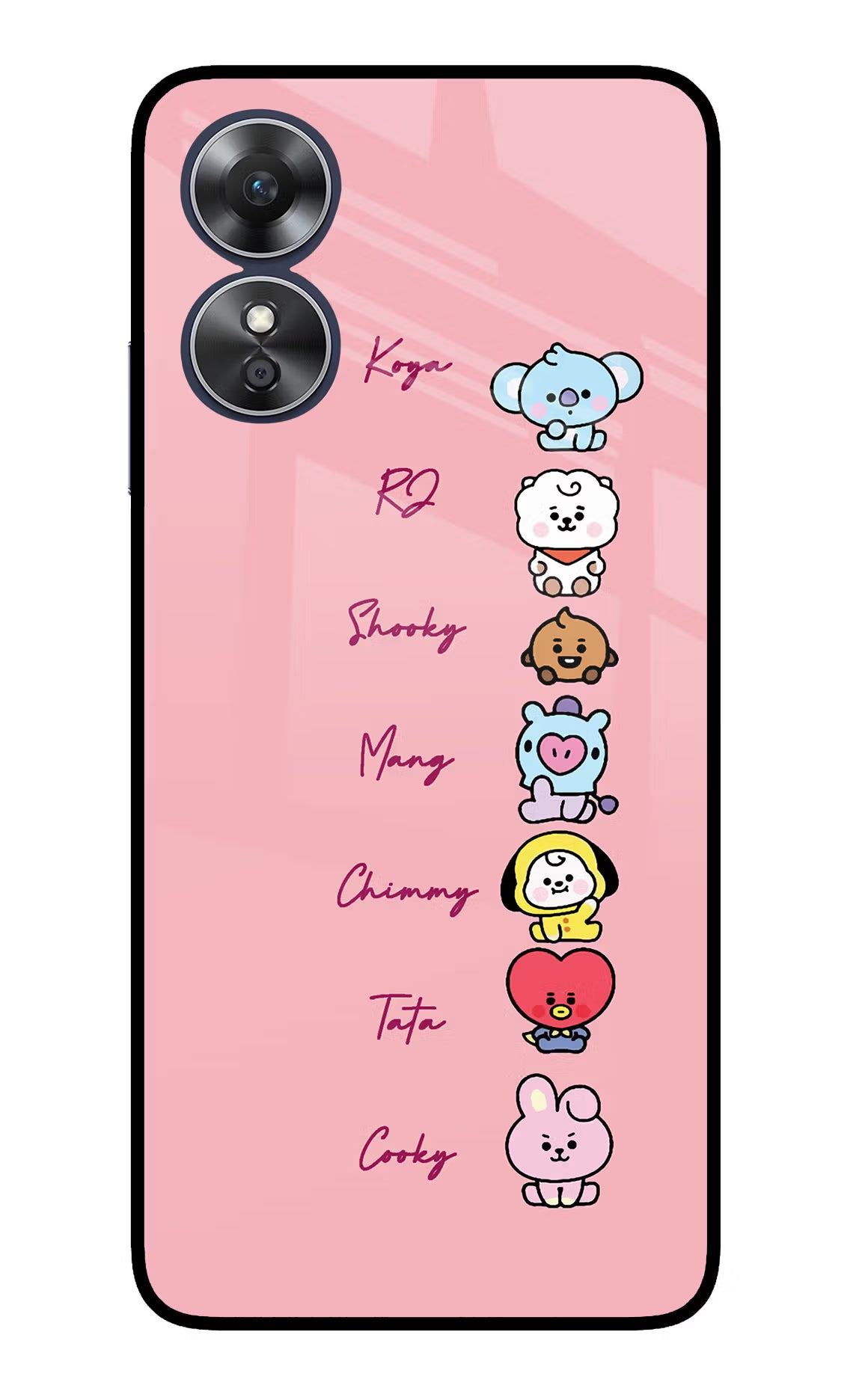 BTS names Oppo A17 Glass Case Back Cover by Casekaro