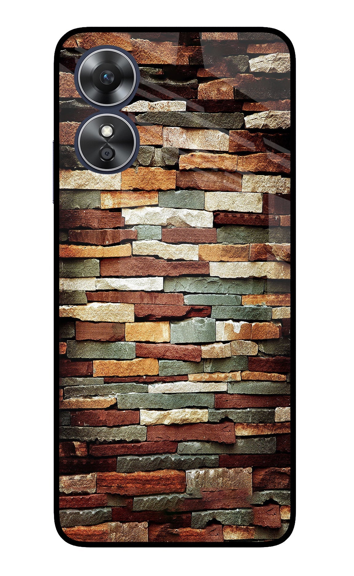 Bricks Pattern Oppo A17 Glass Case