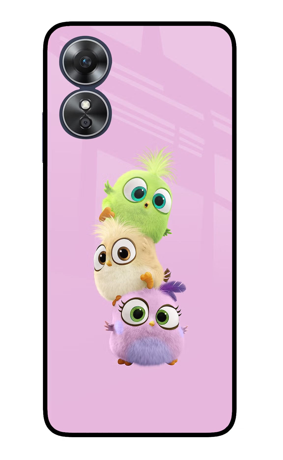 Cute Little Birds Oppo A17 Glass Case Back Cover by Casekaro