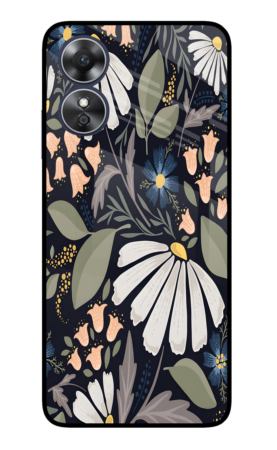 Flowers Art Oppo A17 Glass Case Back Cover by Casekaro