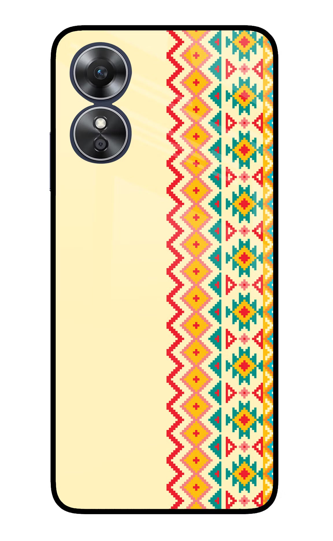 Ethnic Seamless Oppo A17 Glass Case Back Cover by Casekaro