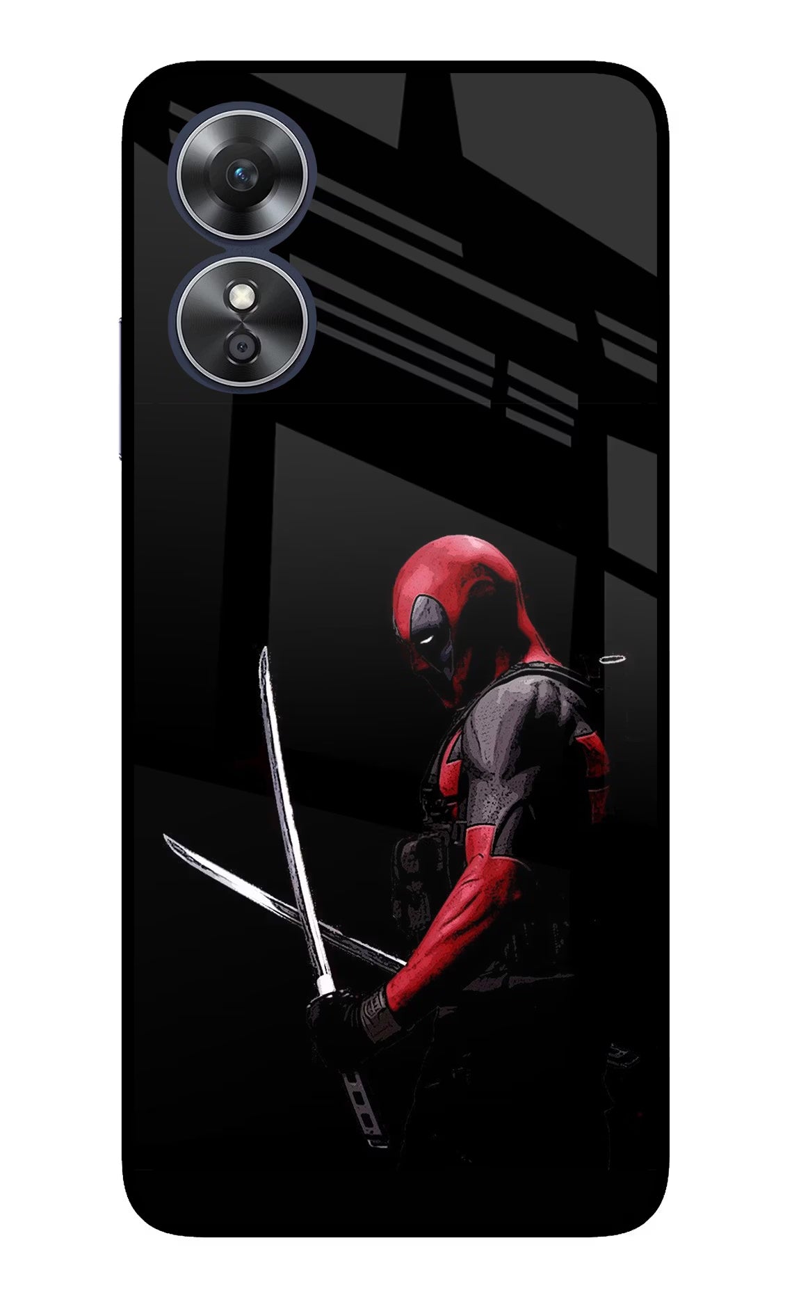 Deadpool Oppo A17 Glass Case Back Cover by Casekaro