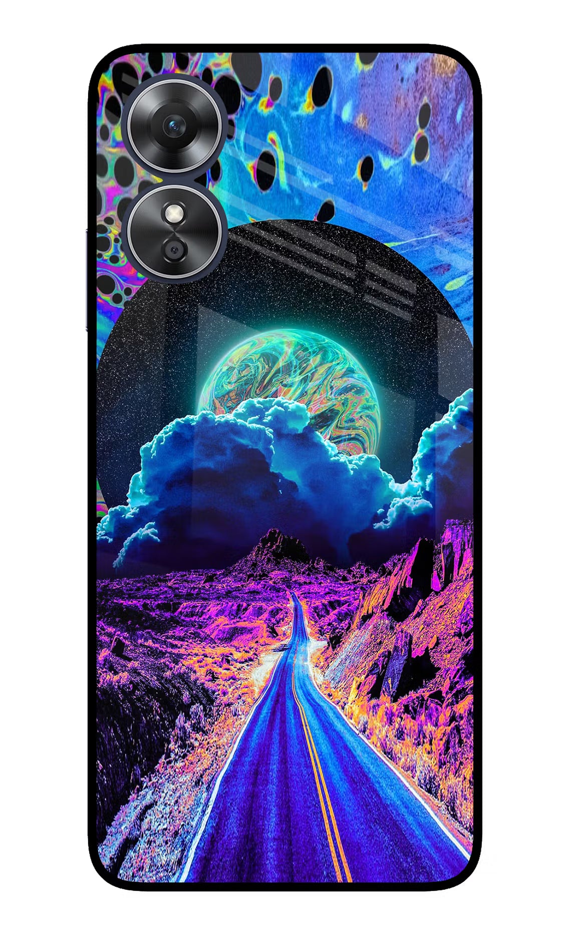 Psychedelic Painting Oppo A17 Glass Case Back Cover by Casekaro