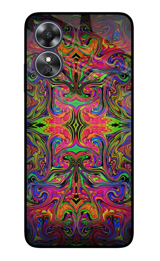 Psychedelic Art Oppo A17 Glass Case