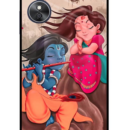 Radhe Krishna Oppo A17 Glass Case Back Cover by Casekaro