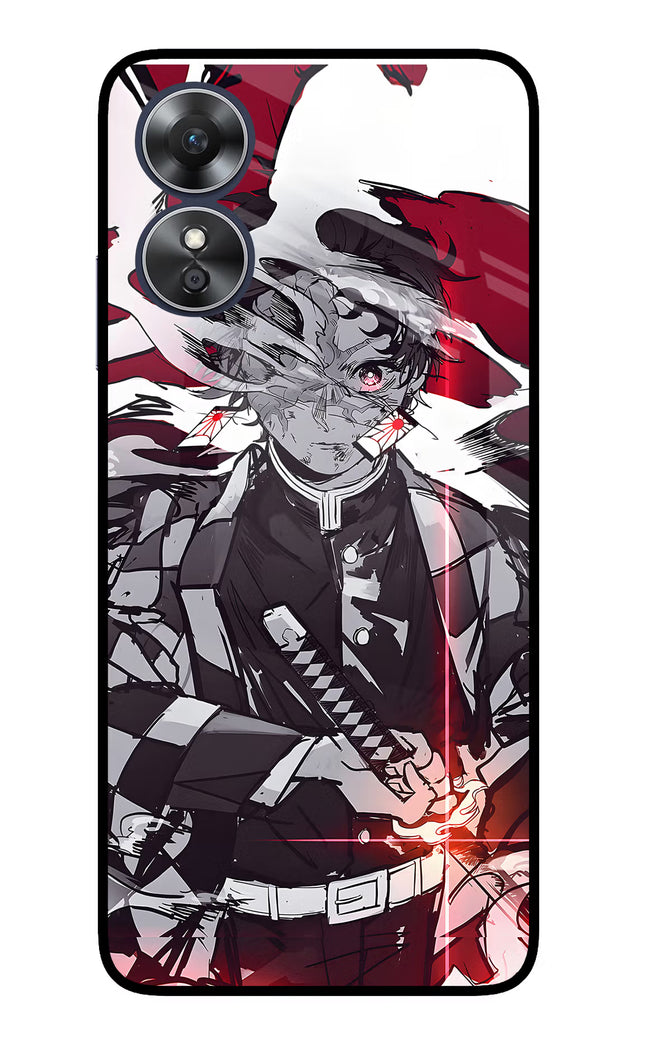 Demon Slayer Oppo A17 Glass Case Back Cover by Casekaro