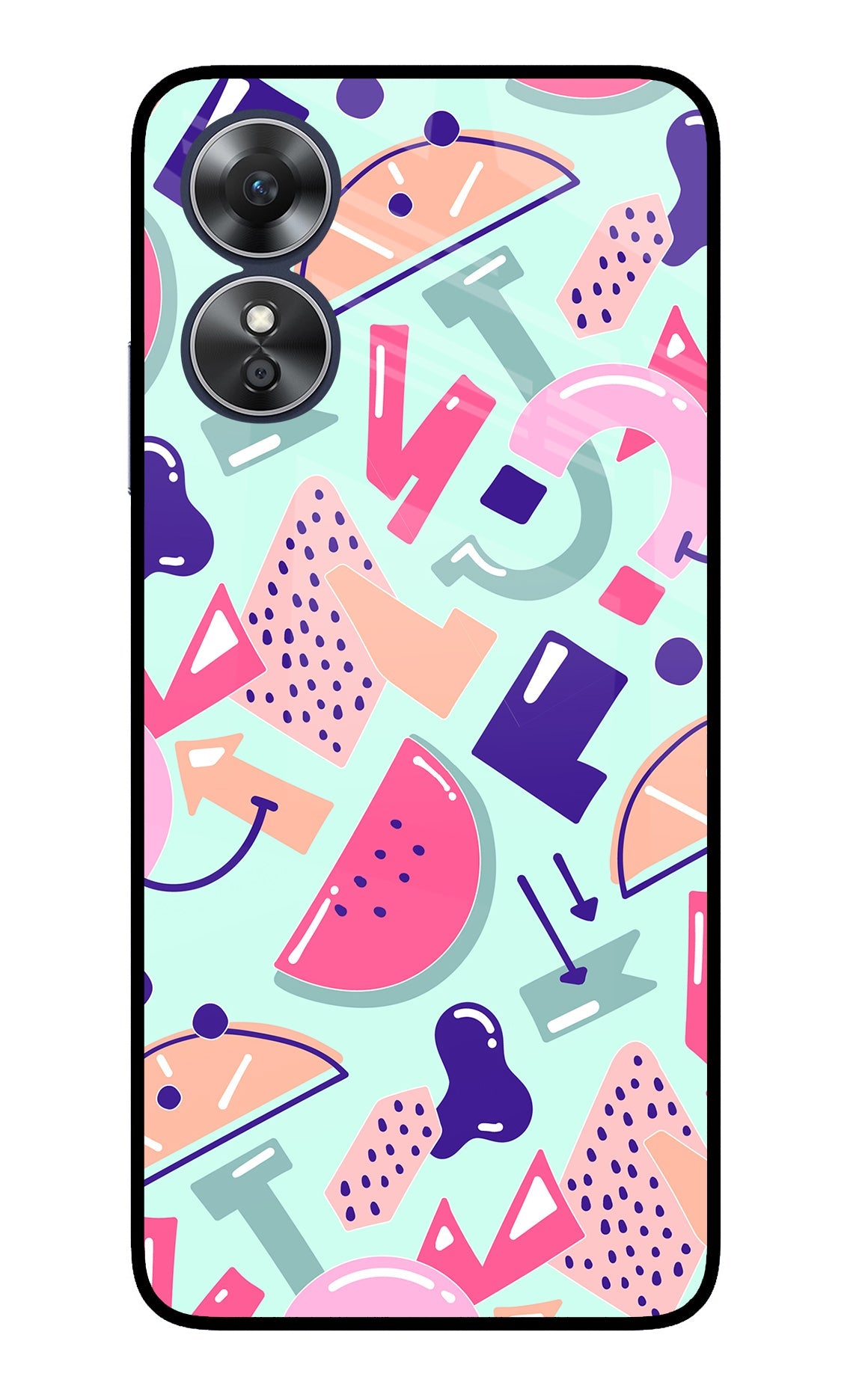 Doodle Pattern Oppo A17 Glass Case