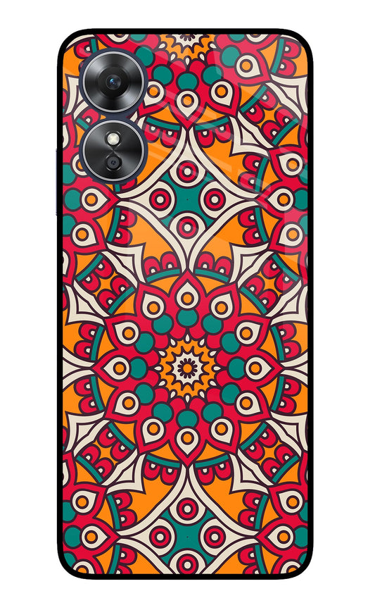 Mandala Art Oppo A17 Glass Case