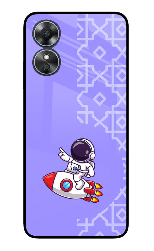 Cute Astronaut Oppo A17 Glass Case